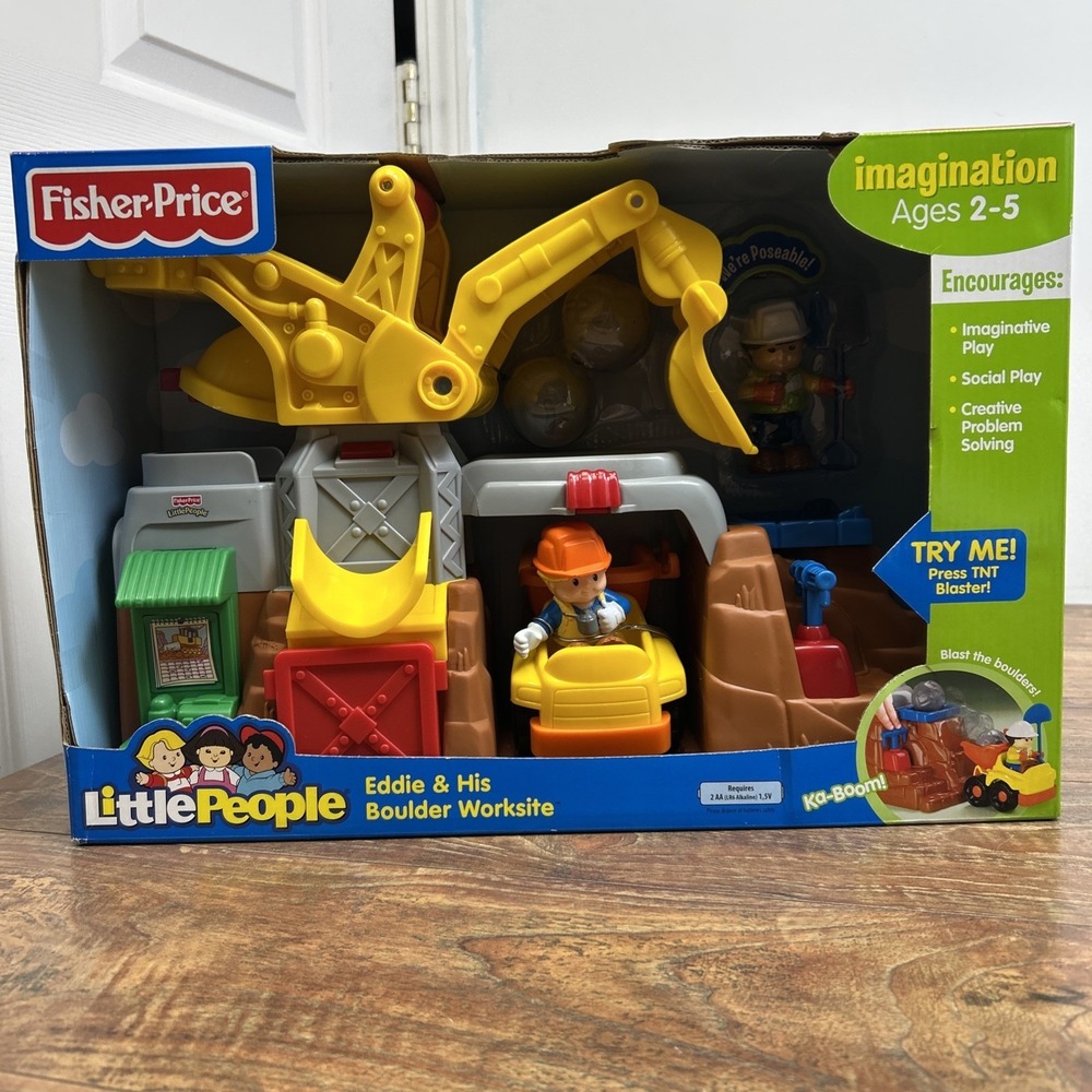 2007 Fisher Price Little People Eddie & His Boulder Worksite New L2345 Works!! - Picture 1 of 13